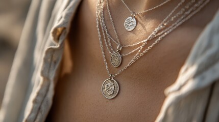 Elegant layered silver necklaces - fashion statement jewelry for any occasion