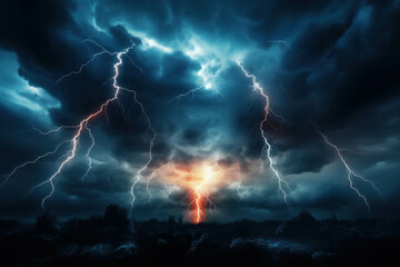 Electrifying Lightning Strikes Under Dark Storm Clouds