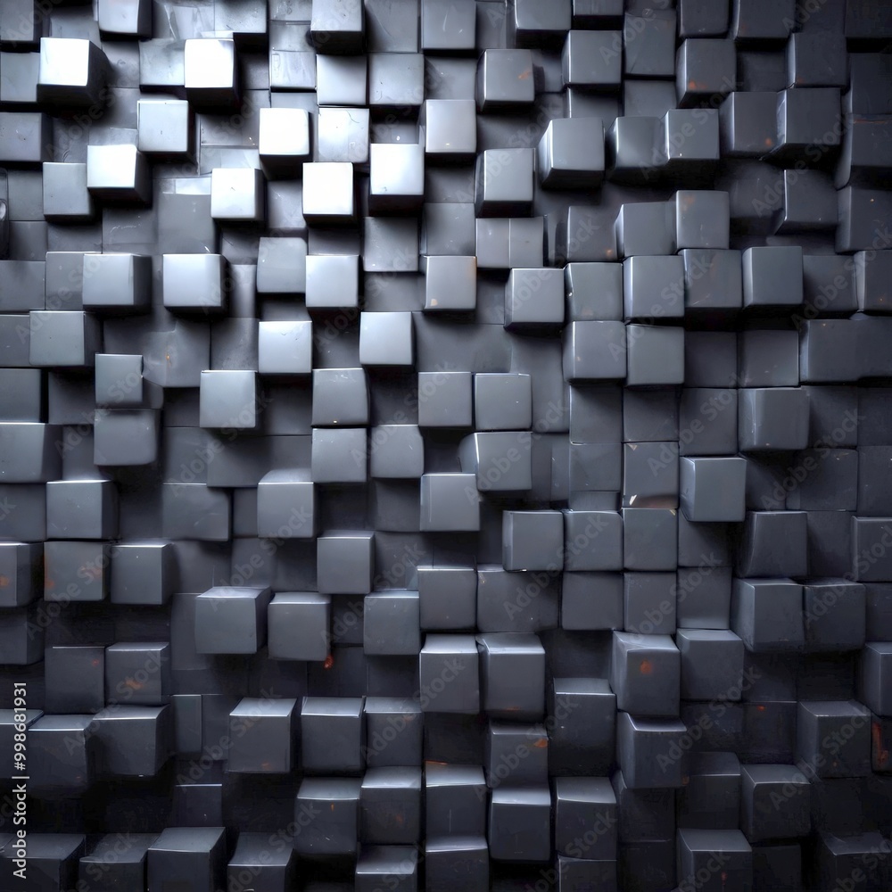 Aufkleber A dark, abstract background composed of numerous black cubes arranged in a grid-like pattern, creating a visually striking and textured effect