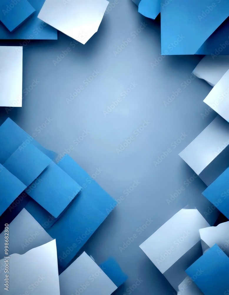 Aufkleber a collection of overlapping blue and white geometric shapes, creating a visually striking abstract c
