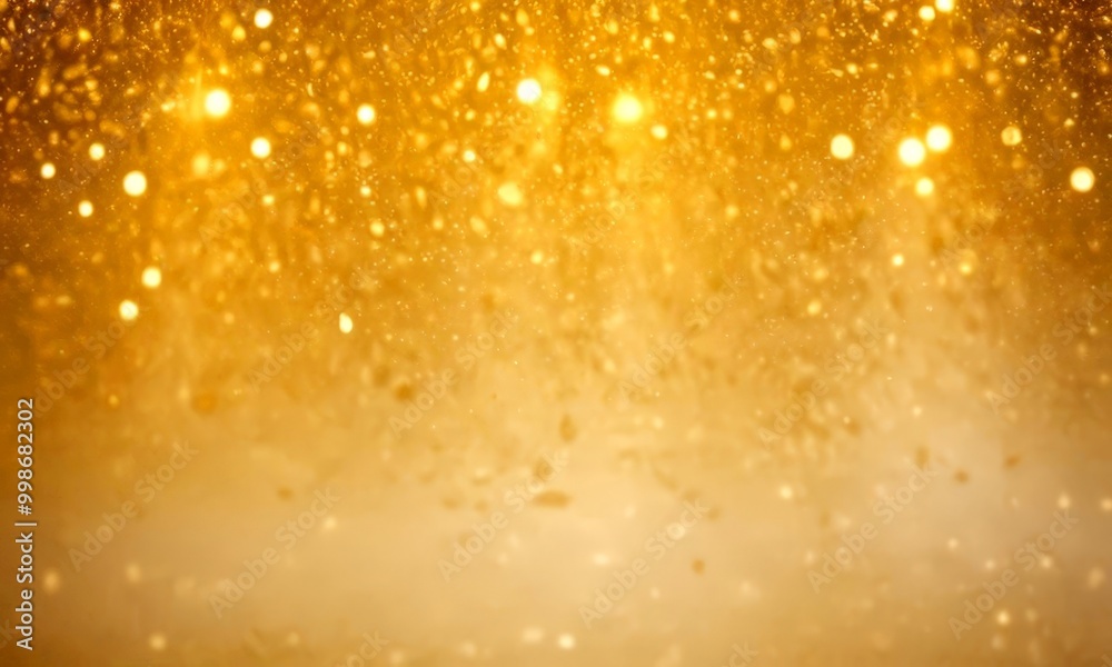 Poster a golden background with a subtle shimmering effect, creating a warm and inviting atmosphere The golden hue is further enhanced by the scattered golden lights, which appear to