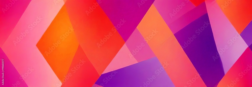 Aufkleber a vibrant abstract composition of overlapping geometric shapes in various shades of pink, orange, pu