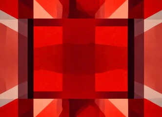 an abstract composition featuring a repeating pattern of red and black geometric shapes, creating a sense of depth and complexity