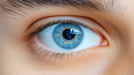 Obraz premium a close-up of a blue eye with focus on the pupil