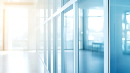 Obraz premium an empty modern hallway with large windows and bright lighting