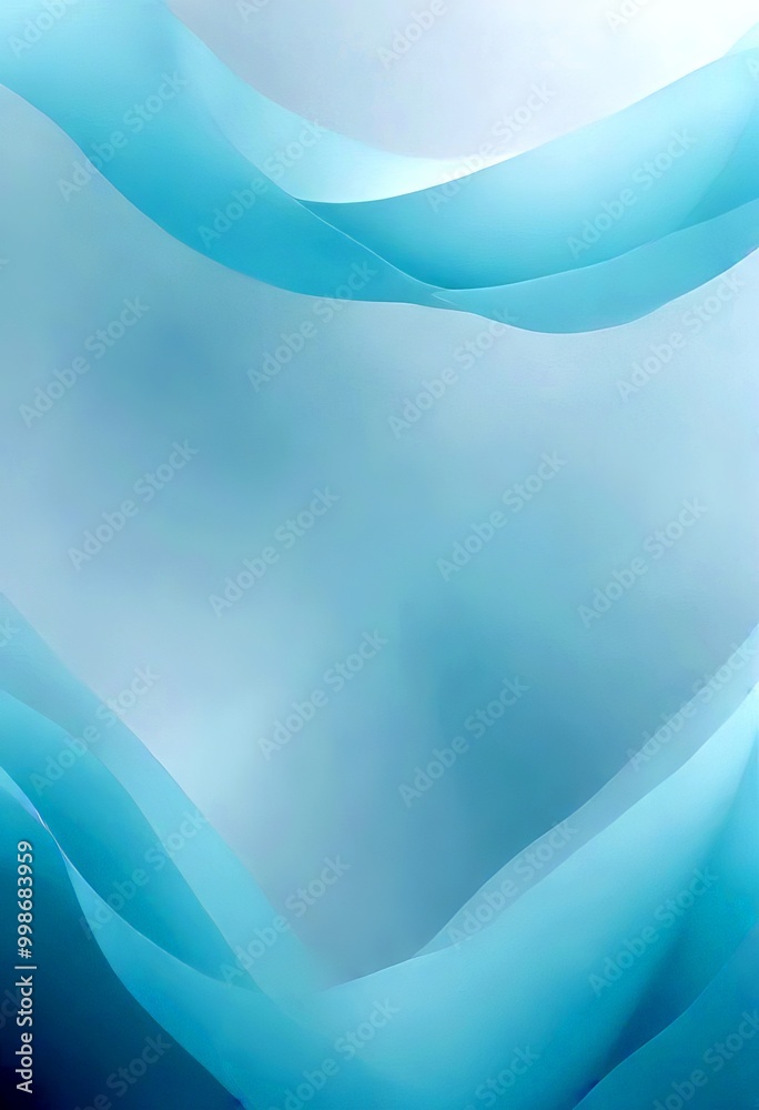 Poster a gradient of light blue and white, with the light blue areas appearing to be flowing and the white 