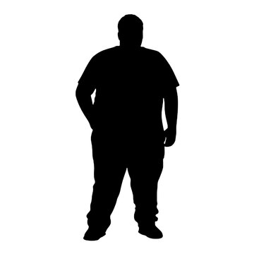 recommend clip art: fat overweight young man silhouette vector illustration