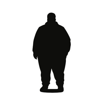 recommend clip art: fat overweight young man silhouette vector illustration