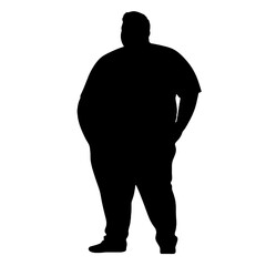 Overweight Man in T Shirt Silhouette Vector Illustration Transparent Background