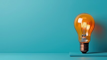 Bright Light Bulb on Minimalist Background