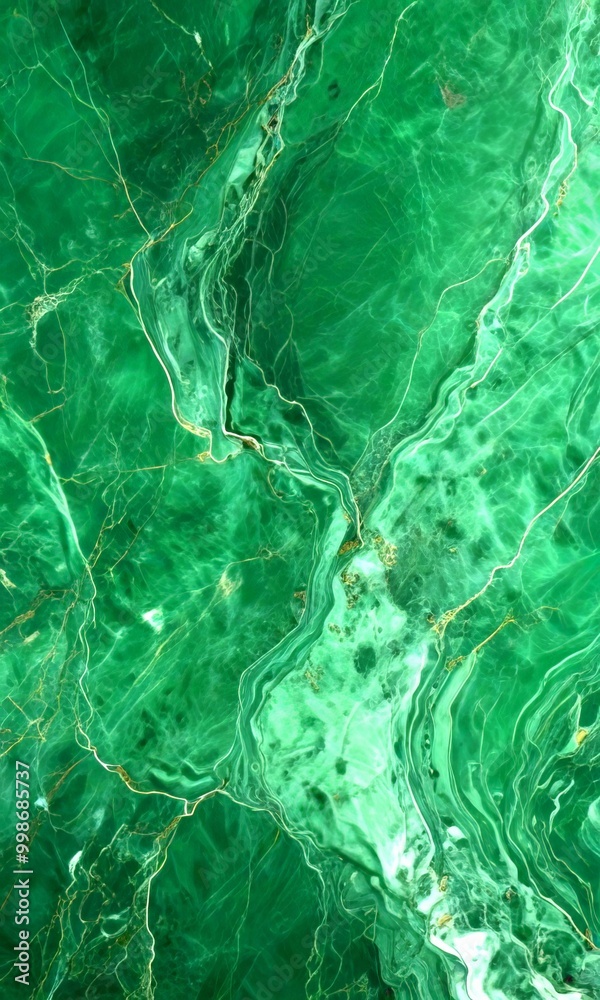 Aufkleber a close-up view green marble surface with a swirling pattern of lines and swirls, creating a sense of movement and depth