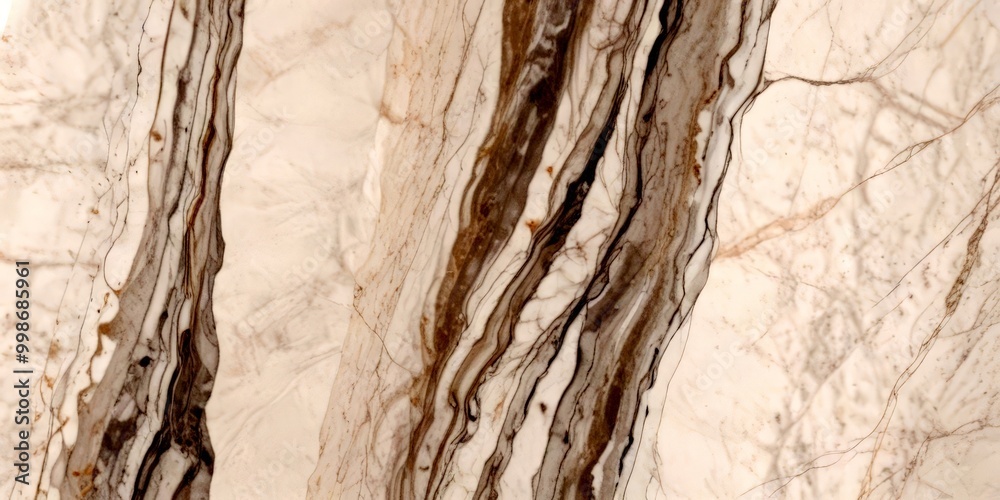 Poster a close-up view marble surface with a striking pattern of swirling lines and swirls in shades of gray, white, and brown