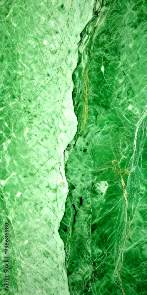 Poster a close-up view green marble surface with a distinct pattern of cracks and crevices
