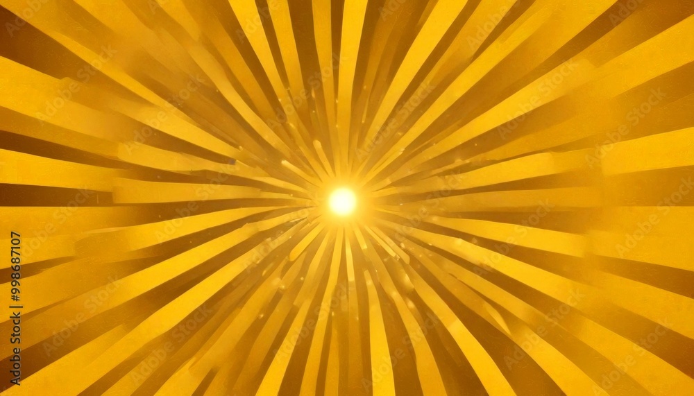 Poster a vibrant, abstract design with radiating lines of varying shades of yellow and orange, creating a s
