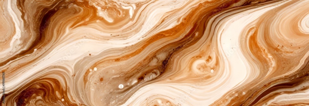 Aufkleber a marble-like abstract pattern with swirling, organic shapes in shades of brown and beige, creating 