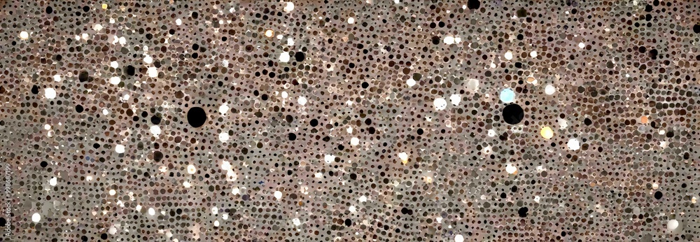 Poster a close-up view textured surface with a pattern of small, irregularly shaped dots in various shades 