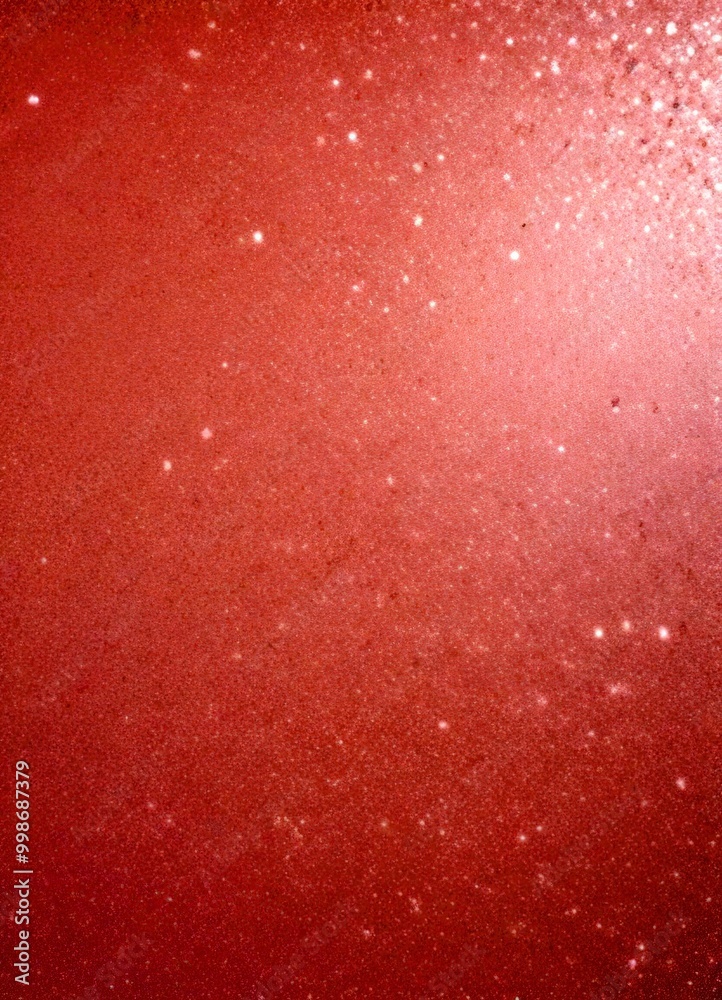 Poster a close-up view pinkish-red surface with small white specks scattered across it, creating a textured and speckled appearance