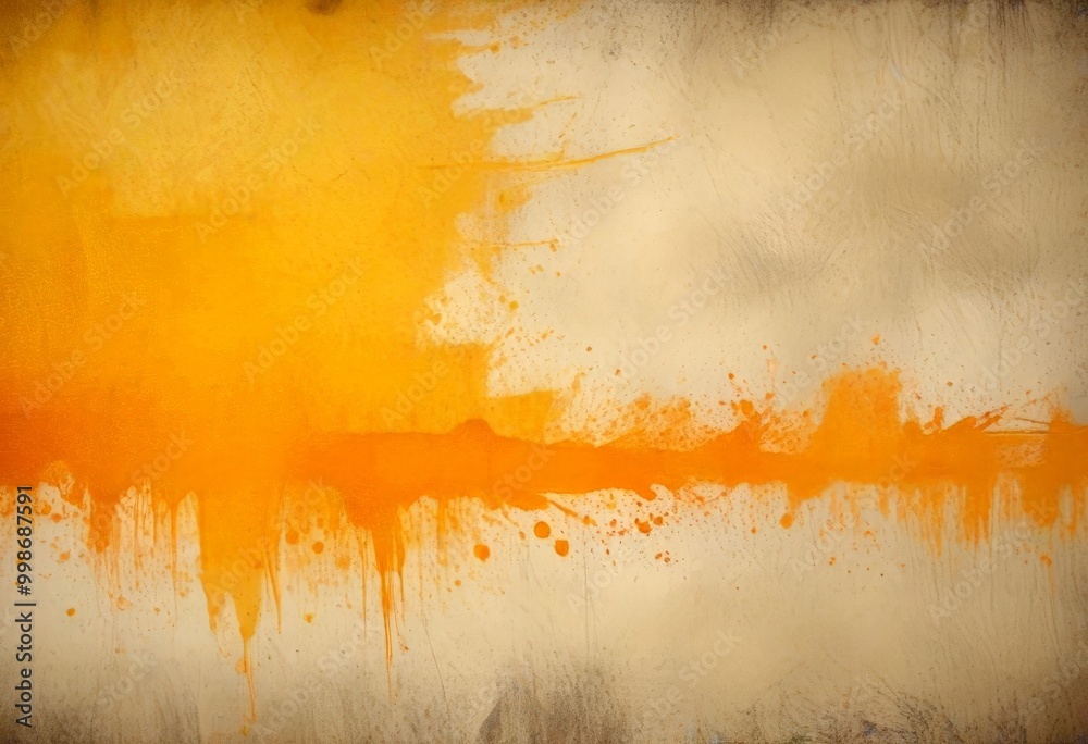 Poster Abstract background with splashes of orange and white paint, creating a dynamic and textured appearance