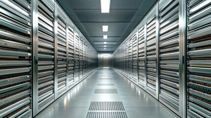 Enter a vibrant data center where rows of cutting-edge servers and technology hum with life, creating a hub of digital innovation and connectivity