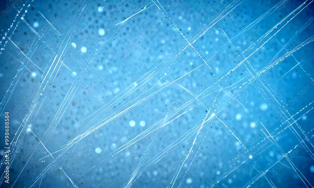 Poster a close-up view textured surface with a blue-green hue, featuring a pattern of intersecting lines and small white dots or specks