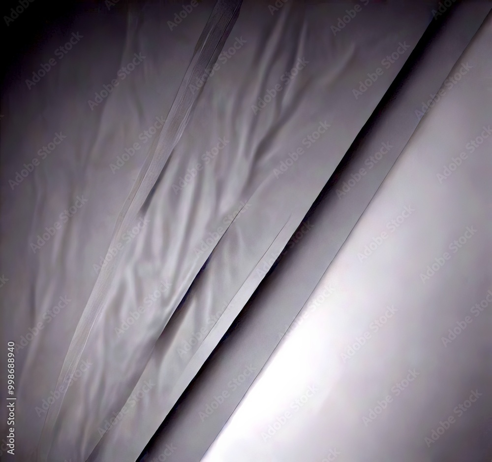 Poster a close-up view white fabric surface with a subtle texture, featuring a diagonal line running across it