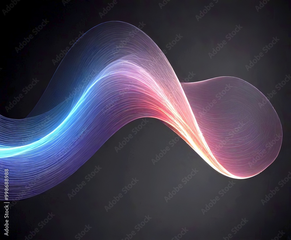 Aufkleber a wave-like pattern with a gradient of colors, transitioning from blue to purple, and then to orange, against a black background