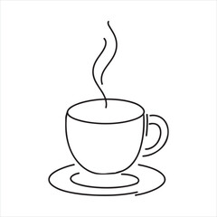 one line cup silhouette on white background
