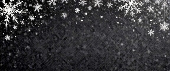 Snowflakes falling against a dark background