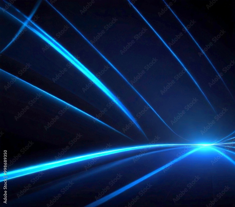 Leinwandbilder a dark background with a striking blue abstract design composed of intersecting lines and rays of light, creating a sense of movement and energy