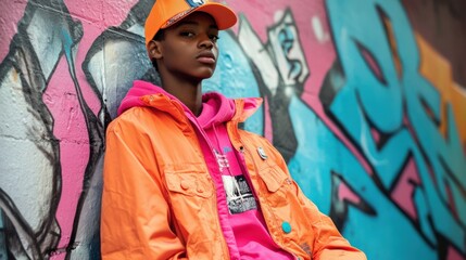 Fototapeta premium Youthful vibrance in urban streetwear - fashion trends with bold colors