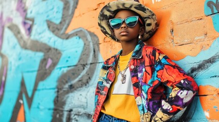 Obraz premium Youth fashion explosion: vibrant street style for spring posters and cards