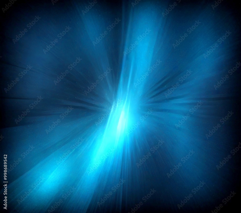 Poster a dark blue background with a radiant blue light emanating from the center, creating a striking visu