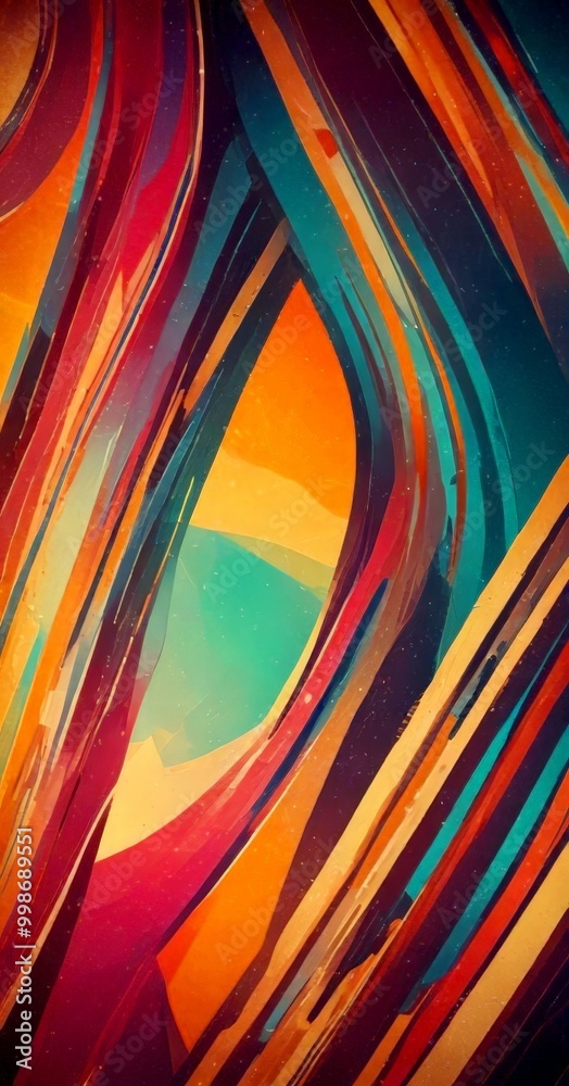 Aufkleber a vibrant abstract composition featuring a variety of overlapping and intersecting lines in a range of colors, including red, orange, yellow, green, blue, and purple