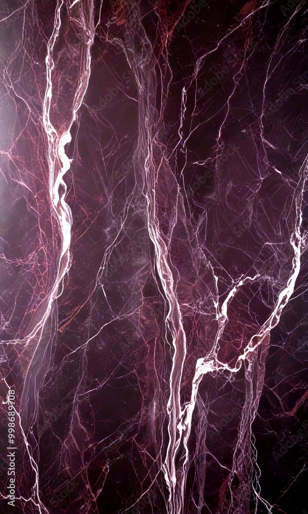 Poster a close-up view dark-colored marble surface with a striking pattern of white veins and lines running through it