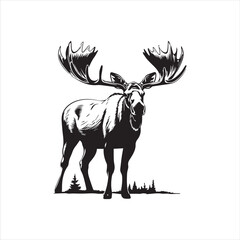 deer silhouette vector illustration, 
