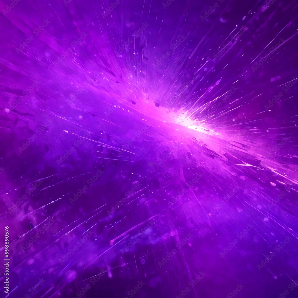 Poster a digital illustration purple explosion, with a vibrant purple and pink gradient background and a dy