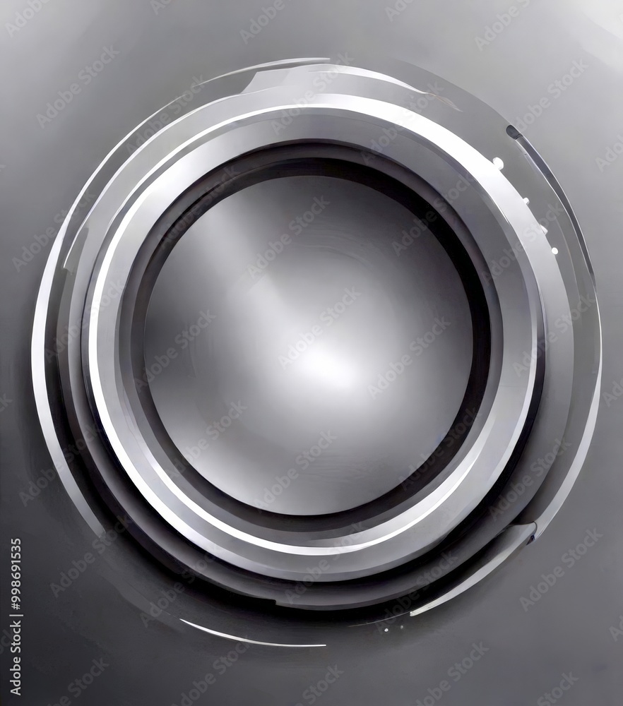 Poster A circular, metallic object with a gradient background, featuring a central hole and a ring of concentric circles around it