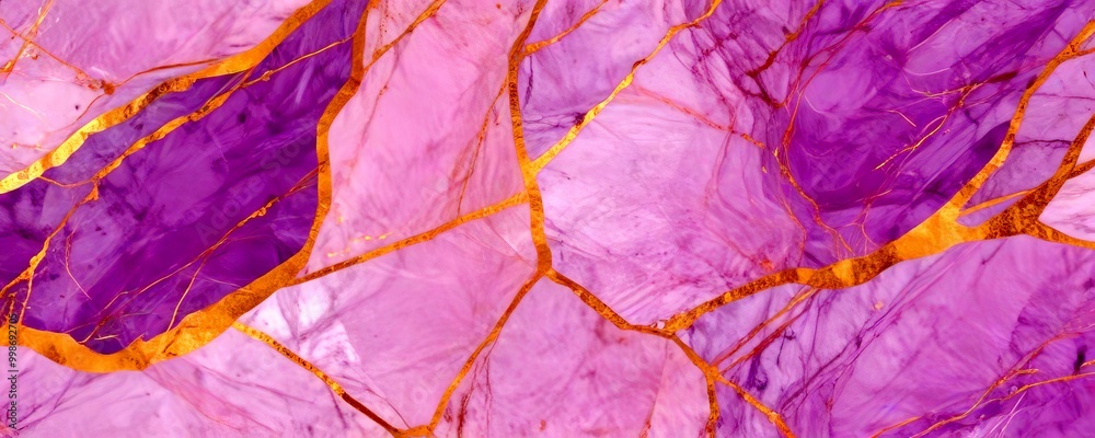 Poster a close-up view marble surface with a textured pattern of purple and gold hues the marble exhibits a