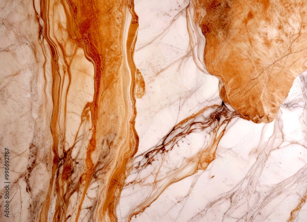 Poster a close-up view marble surface with a textured, marbled pattern of light and dark brown hues