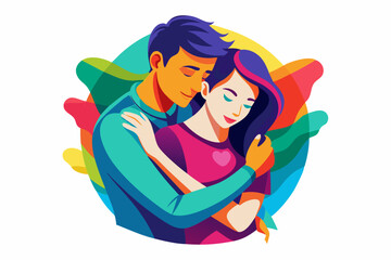 valentine love embrace color vector 