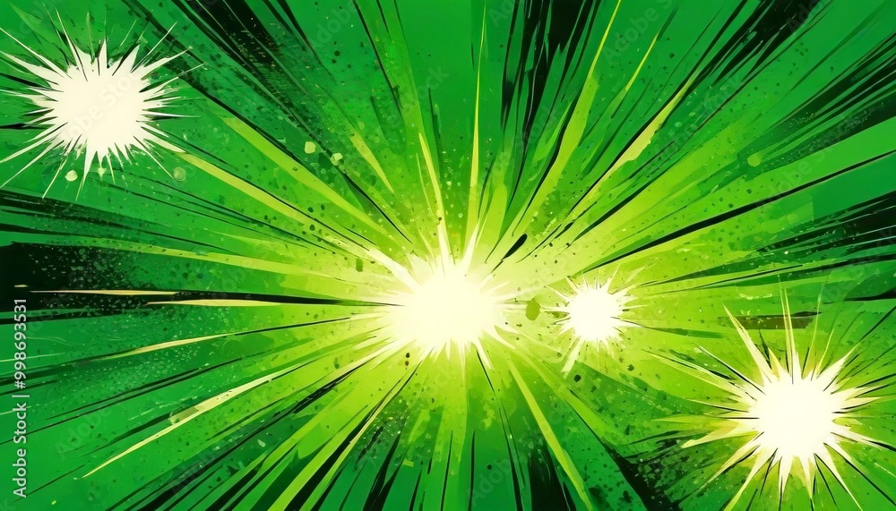 Fototapete a vibrant, abstract background with a green and yellow color scheme the central focus is a burst of 