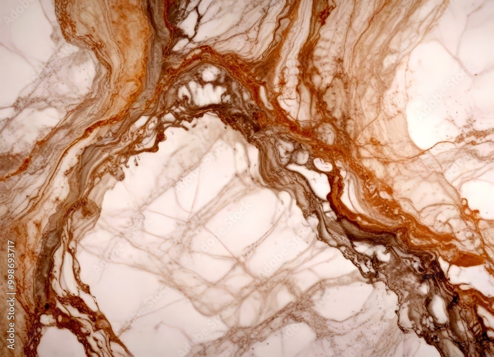 Poster a close-up view marble surface with a swirling pattern of light and dark brown hues, creating a sense of movement and depth