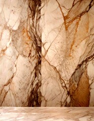 Fototapeta premium Marble wall with a marble floor in the foreground