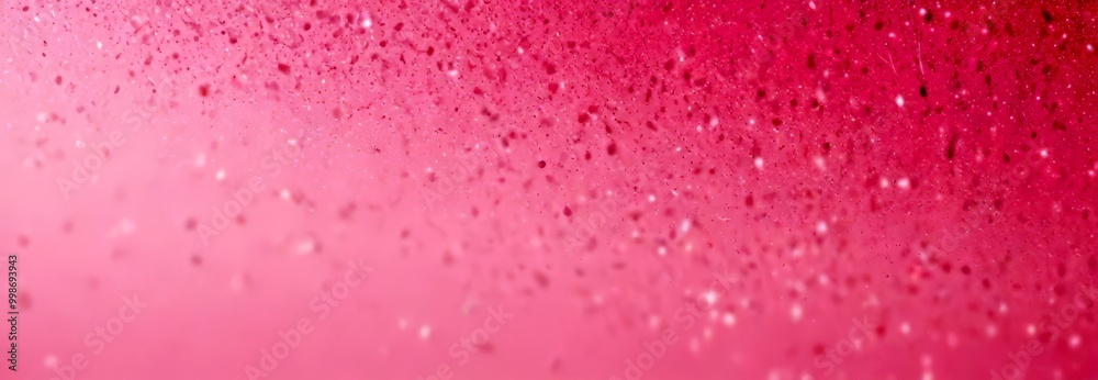 Poster a close-up view pinkish-red background with small white dots scattered throughout, creating a textur