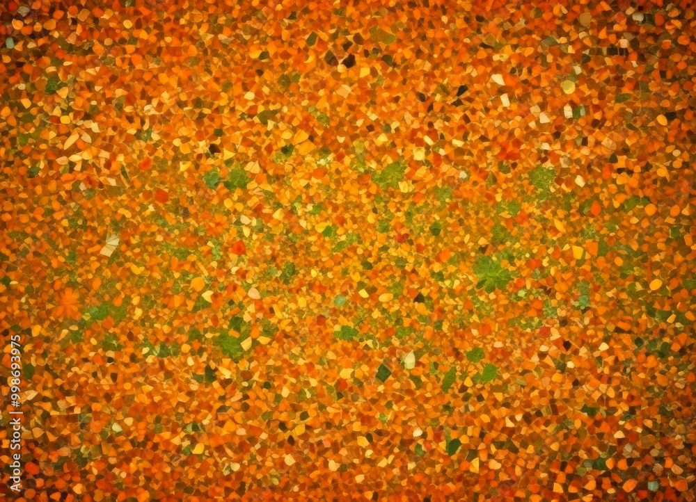 Aufkleber a mosaic pattern composed of small, irregularly shaped tiles in various shades of orange, green, and
