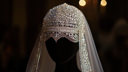 Obraz premium Elegant kokoshnik with velvet and silver beads - traditional headpiece for special occasions