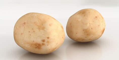 Two young fresh potatoes isolated on white