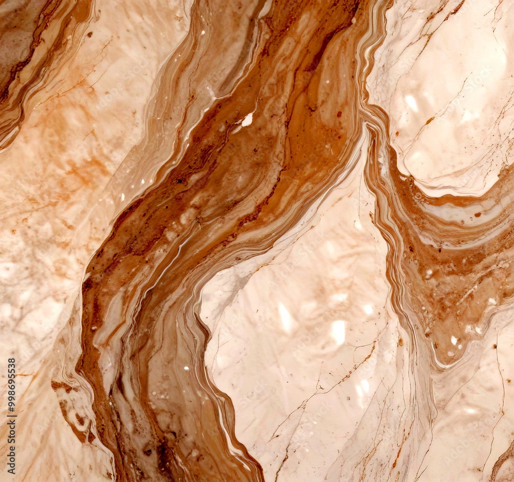 Poster a marble surface with a swirling pattern of light and dark brown hues, creating a sense of movement 