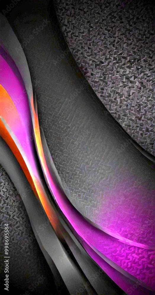 Aufkleber a dark, abstract background with a pattern of overlapping curved lines in shades of purple and orange, creating a sense of movement and dynamism