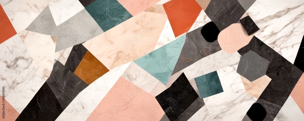 Aufkleber a vibrant abstract composition of overlapping geometric shapes in various shades of pink, black, gra